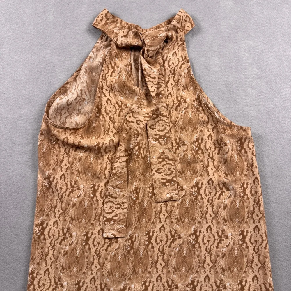 Goldray Halter Top Snakeskin Print Tie Back Tan Womens Size XLARGE Swing - Picture 2 of 9